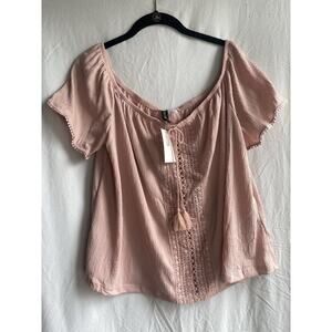 NWT H&M Divided Blush Pink Top with Lace Detail Size XL